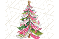 Whimsical Pink Green Christmas Trees Ornaments PNG Clipart Product Image 5