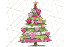 Whimsical Pink Green Christmas Trees Ornaments PNG Clipart Product Image 2