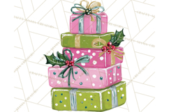 Whimsical Pink Green Christmas Trees Ornaments PNG Clipart Product Image 3