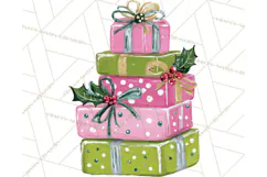 Whimsical Pink Green Christmas Trees Ornaments PNG Clipart Product Image 3