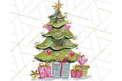 Whimsical Pink Green Christmas Trees Ornaments PNG Clipart Product Image 4