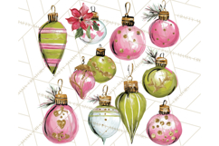 Whimsical Pink Green Christmas Trees Ornaments PNG Clipart Product Image 2