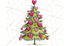 Whimsical Pink Green Christmas Trees Ornaments PNG Clipart Product Image 5