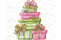 Whimsical Pink Green Christmas Trees Ornaments PNG Clipart Product Image 2
