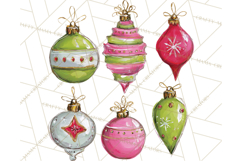Whimsical Pink Green Christmas Trees Ornaments PNG Clipart Product Image 3