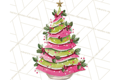 Whimsical Pink Green Christmas Trees Ornaments PNG Clipart Product Image 5