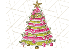 Whimsical Pink Green Christmas Trees Ornaments PNG Clipart Product Image 2