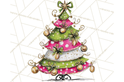 Whimsical Pink Green Christmas Trees Ornaments PNG Clipart Product Image 3