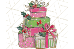Whimsical Pink Green Christmas Trees Ornaments PNG Clipart Product Image 4