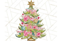 Whimsical Pink Green Christmas Trees Ornaments PNG Clipart Product Image 5