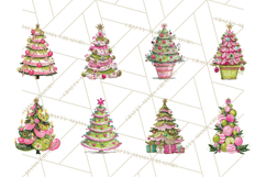 Whimsical Pink Green Christmas Trees Ornaments PNG Clipart Product Image 2