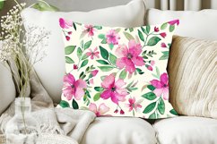 Pink &amp; Green Watercolor Flowers Digital Paper Bundle Product Image 5