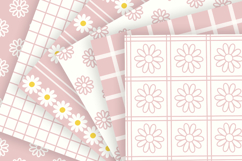 Coquette pink daisy seamless patterns Digital paper bundle Product Image 3