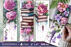 Peony and books bookmark, pile of books, floral peonies Product Image 1