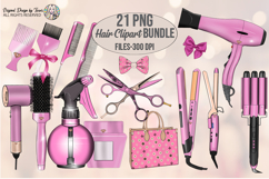 Pink Hair Clipart Bundle PNG Beauty Tools Set Clipart PNG Product Image 1