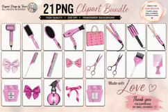 Pink Hair Clipart Bundle PNG Beauty Tools Set Clipart PNG Product Image 2