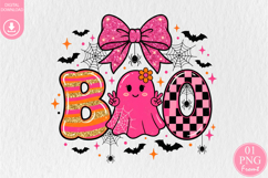 Pink Halloween Boo PNG, Coquette Ghost Sublimation Design Product Image 1