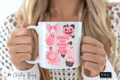 Ghouls Girly Halloween Collage PNG | Halloween PNG Product Image 2