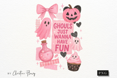 Ghouls Girly Halloween Collage PNG | Halloween PNG Product Image 4