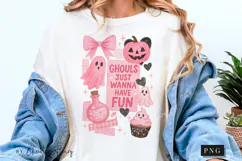 Ghouls Girly Halloween Collage PNG | Halloween PNG Product Image 5