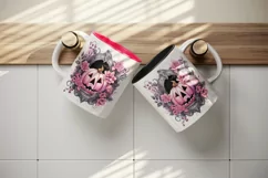 Pink Halloween floral pumpkin carving flowers roses frame Jack-o-lantern 20 oz tumbler skinny mug wrap clipart t-shirt sublimation printable design