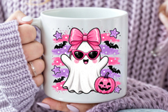 Pink Halloween Ghost Bow Sublimation PNG Product Image 4