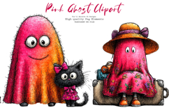 Pink Halloween Ghost Clipart Bundle PNG Product Image 1