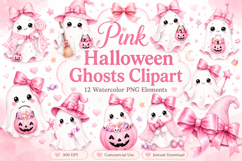 Watercolor Coquette Ghost Clipart Product Image 2
