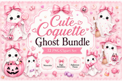 Watercolor Coquette Ghost Clipart Product Image 3