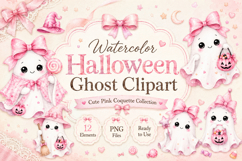 Watercolor Coquette Ghost Clipart Product Image 1
