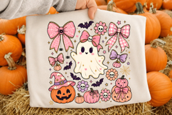 Pink Halloween PNG, Ghost With Bow Sublimation Product Image 2