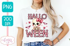 Pink Halloween sublimation PNG | Cute skeleton shirt PNG Product Image 1