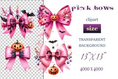 Pink Halloween Watercolor Bows Clipart set perfect for adding a spooky yet charming touch to your designs. Use them for cards, invitations, decorations, and other projects to bring a touch of elegant gothic chic to your celebration.