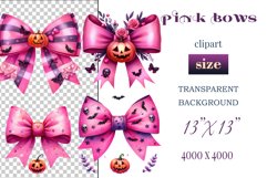Pink Halloween Watercolor Bows Clipart set perfect for adding a spooky yet charming touch to your designs. Use them for cards, invitations, decorations, and other projects to bring a touch of elegant gothic chic to your celebration.