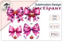 Pink Halloween Watercolor Bows Clipart set perfect for adding a spooky yet charming touch to your designs. Use them for cards, invitations, decorations, and other projects to bring a touch of elegant gothic chic to your celebration.