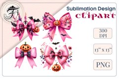 Pink Halloween Watercolor Bows Clipart set perfect for adding a spooky yet charming touch to your designs. Use them for cards, invitations, decorations, and other projects to bring a touch of elegant gothic chic to your celebration.