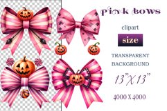 Pink Halloween Watercolor Bows Clipart set perfect for adding a spooky yet charming touch to your designs. Use them for cards, invitations, decorations, and other projects to bring a touch of elegant gothic chic to your celebration.