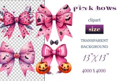 Pink Halloween Watercolor Bows Clipart set perfect for adding a spooky yet charming touch to your designs. Use them for cards, invitations, decorations, and other projects to bring a touch of elegant gothic chic to your celebration.