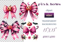 Pink Halloween Watercolor Bows Clipart set perfect for adding a spooky yet charming touch to your designs. Use them for cards, invitations, decorations, and other projects to bring a touch of elegant gothic chic to your celebration.