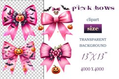 Pink Halloween Watercolor Bows Clipart set perfect for adding a spooky yet charming touch to your designs. Use them for cards, invitations, decorations, and other projects to bring a touch of elegant gothic chic to your celebration.
