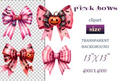 Pink Halloween Watercolor Bows Clipart set perfect for adding a spooky yet charming touch to your designs. Use them for cards, invitations, decorations, and other projects to bring a touch of elegant gothic chic to your celebration.