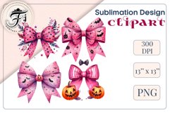 Pink Halloween Watercolor Bows Clipart set perfect for adding a spooky yet charming touch to your designs. Use them for cards, invitations, decorations, and other projects to bring a touch of elegant gothic chic to your celebration.