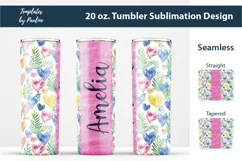 Pink Heart Add Your Name Tumbler Wrap for sublimation