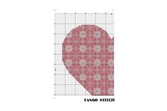 Pink heart vintage ornament cross stitch pattern - Tango Stitch