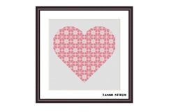 Pink heart vintage ornament cross stitch pattern - Tango Stitch