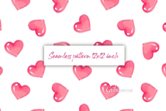 Cute Hand-Drawn Pink Hearts Seamless Pattern Product Image 1