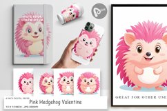 Digital Paper Pink Hedgehog Valentine Product Image 1