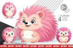 Pink Hedgehog Valentine Clipart Product Image 1