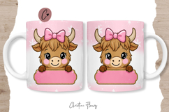 Pink Custom Christmas Highland Cow Mug Wrap Product Image 6