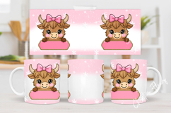 Pink Custom Christmas Highland Cow Mug Wrap Product Image 3